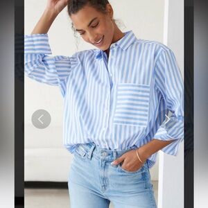 AYR The Deep End Shirt - Blue and White Stripe Sz Small